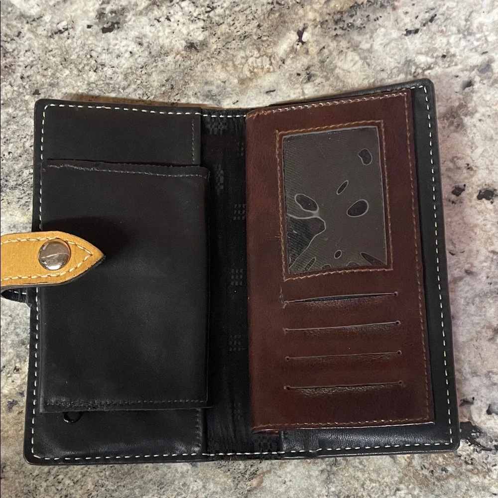 Western Tan and Black Woven Wallet
